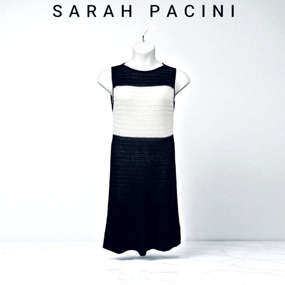 NWOT, Sarah Pacini, Sleeveless Knit Dress, One Size, Black & White - Picture 1 of 12